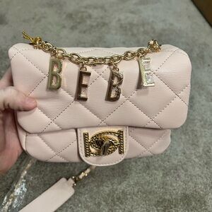 Bebe Blush Quilted Mini Bag with Gold Accents